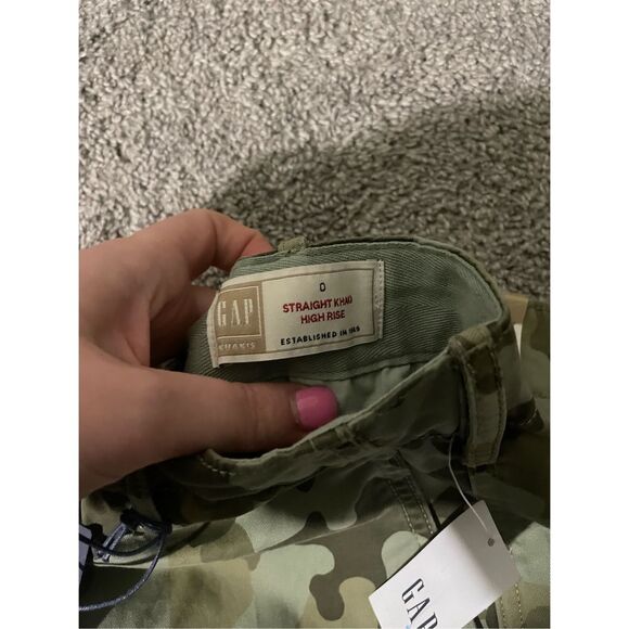 NEW gap women size 0 straight khaki high rise camouflage pants - Picture 3 of 4